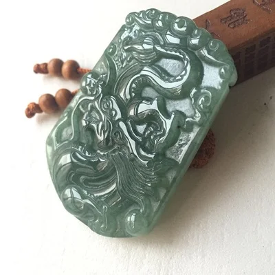 

Zheru Jewelry Natural Burmese Jade A Grade Oil Cyan Flying Dragon Pendant Necklace Exquisite Jewelry Best Gift