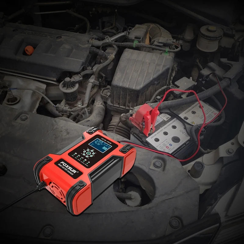 HFES FOXSUR 12V 24V 12A импульсное Ремонтное зарядное устройство Lifepo4 мотоциклетное и
