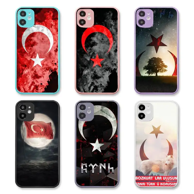 

Turkish flag Phone Case Color Matte Transparent for iPhone 7 8 11 12 s mini pro X XS XR MAX Plus funda