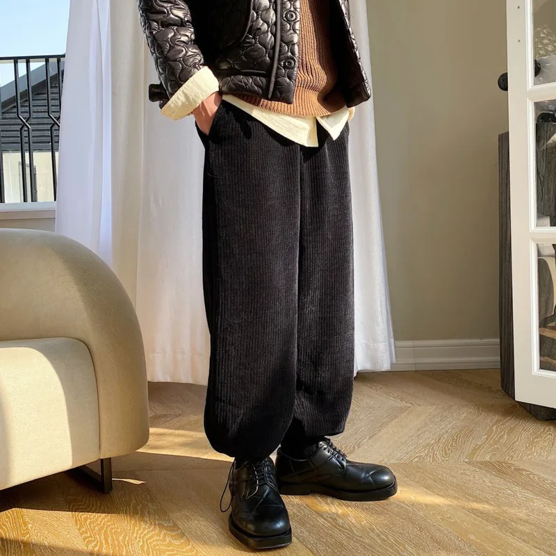 

Men's trousers 2021 Autumn winter new slim solid color thickened corset long trousers casual fashion youth men's wear