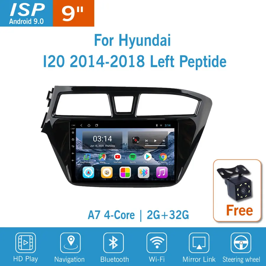 9 ''IPS Android для HYUNDAI I20 2014 2015 2016 2017 2018 левый автомобиль радио мультимедиа GPS
