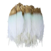 10 pcs spray gold tricolor goose feathers 15 20 cm white goose plume for diy carnival party home decoration craft plumes