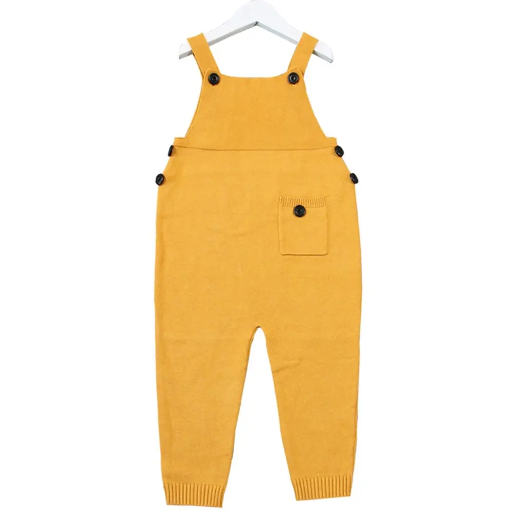 

1-5Y Autumn Baby Clothes Unisex Baby Pocket Knitted Rompers Overalls Jumpsuits Boys Girls Candy Color Harem Pants Kids Clothes