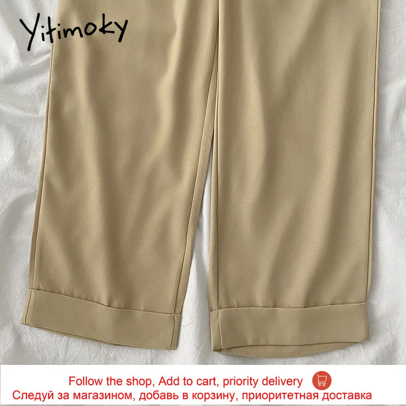

Yitimoky Streetwear Women Pants Plus Size High Waist Black Loose Wide Leg Pants Trousers New Casual Summer 2021 Korean Fashion