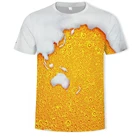 Летняя мужская футболка 3D пиво время с короткими рукавами Новинка водяной О-образным вырезом, с изображением 