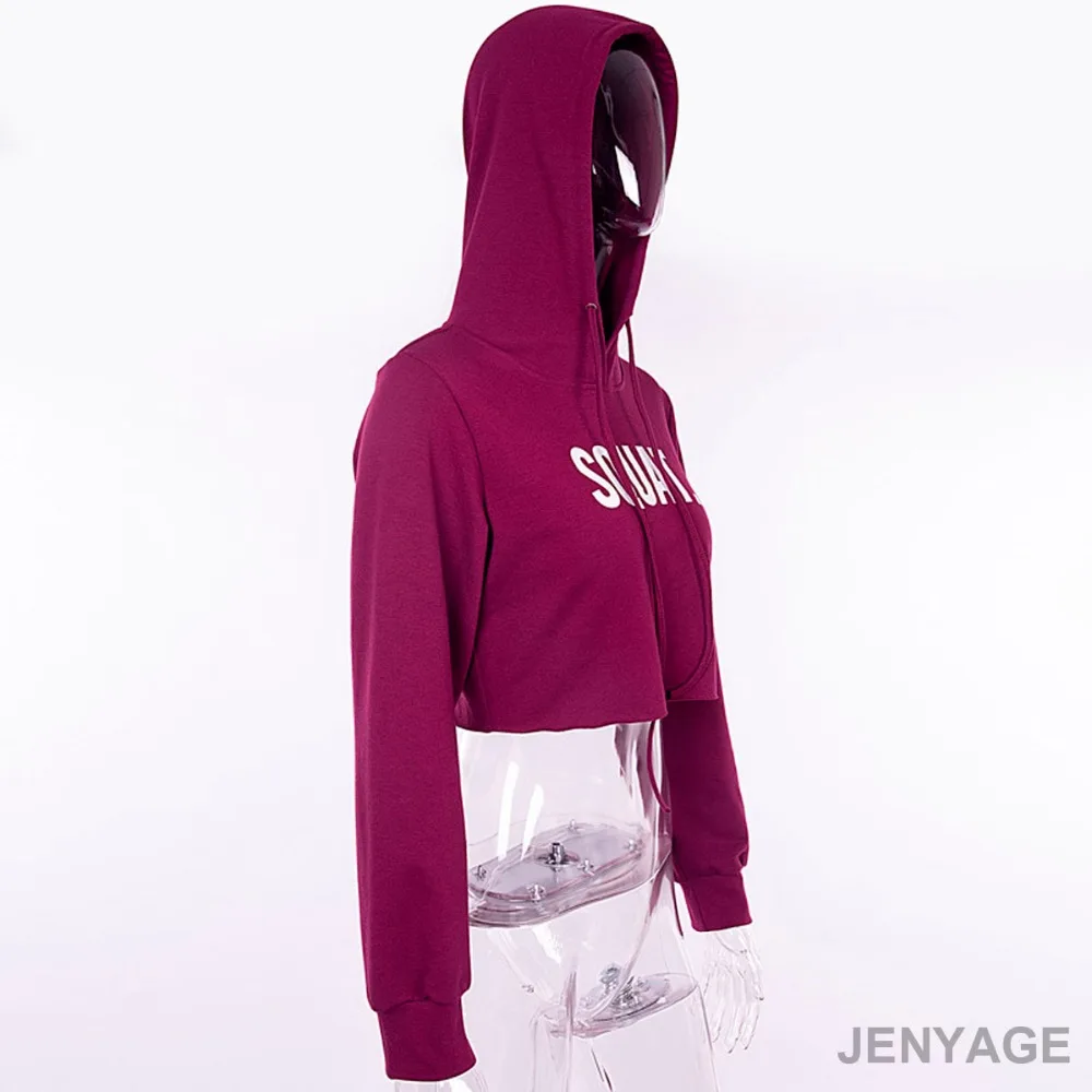 JENYAGE Women Gym Workout Tops Autumn Winter Fall Clothes Long Sleeve Letter Print Fitness Sport Running Hoodies Crop Top Yoga Shirt