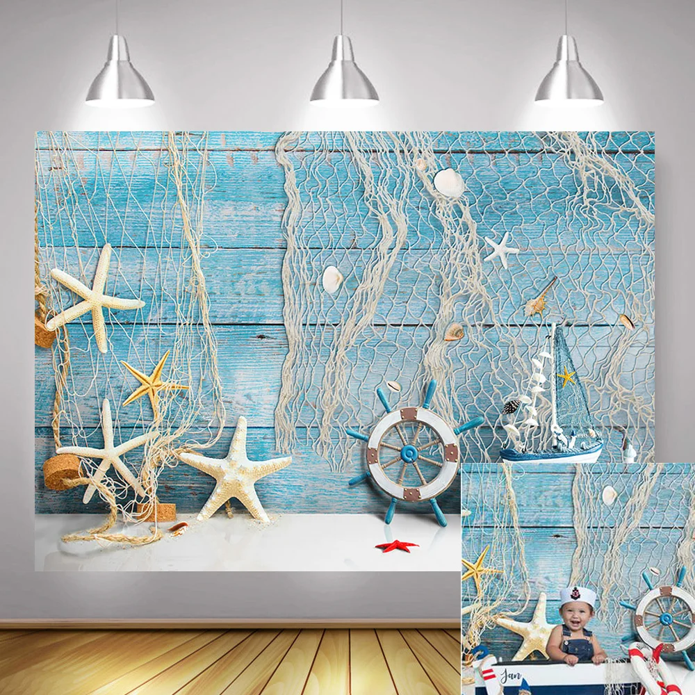 Фон для фотосъемки с изображением морского руля пляжа парусное приключение