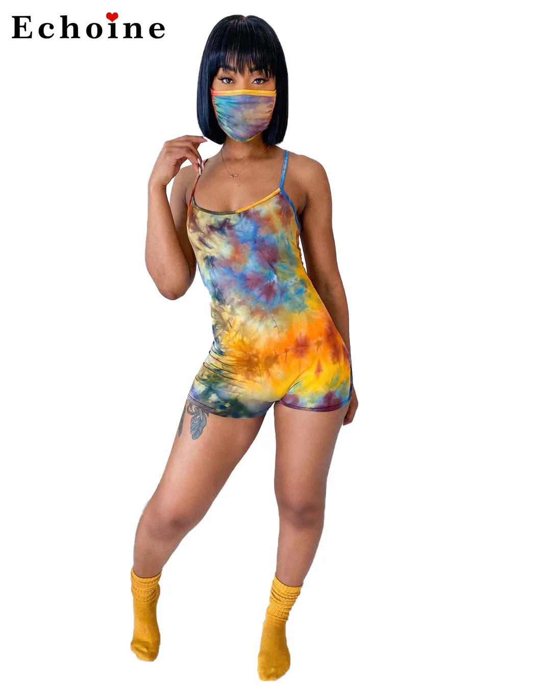 Женский комбинезон на бретелях-спагетти с принтом | Женская одежда