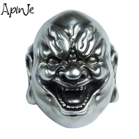 apinje 925 sterling silver ring for men maitreya buddha demon ring evil ring fashion mens hip hop ring jewelry personality punk