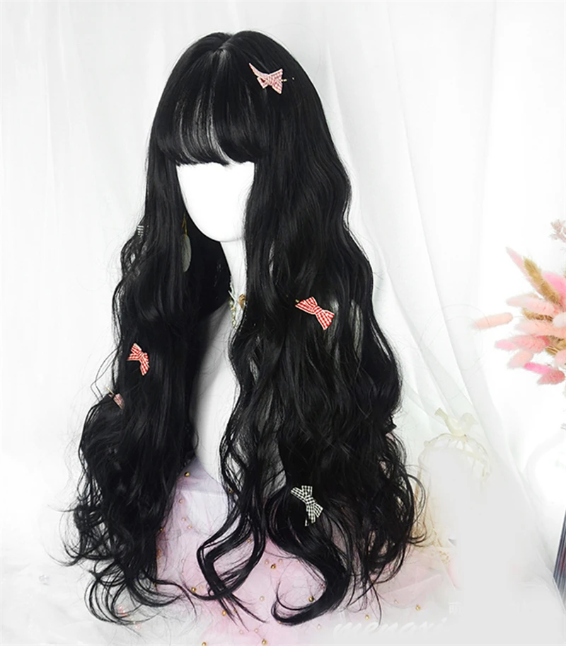 1 шт. черная градиентная парик из синтетических волос для кавайной косплея, Лолиты, повседневного использования, вечеринок и подарков для женщин и девочек.