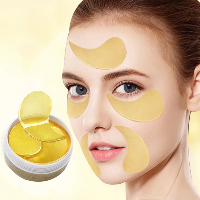 24K Gold Eye Masks 60pcs Collagen Mask Sleep Hydrogel Patches Pads Dark Circles Moisturizing Face Care | Красота и здоровье
