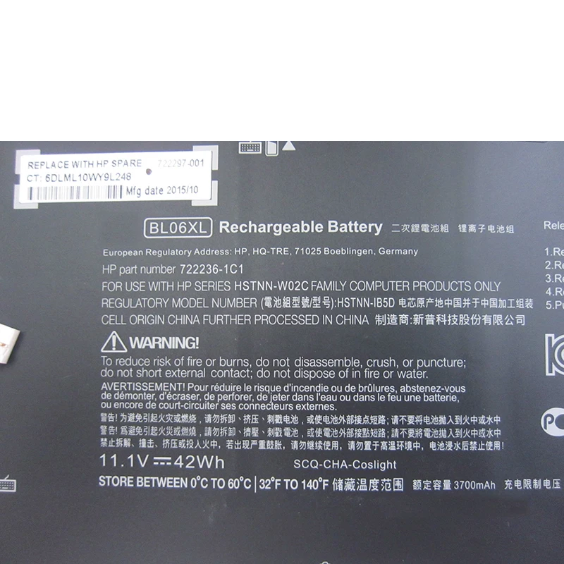 GZSM Аккумулятор для ноутбука BL06XL hp HSTNN DB5D BL06042XL W02C Elitebook Folio 1040 G1 G2 Series|Аккумуляторы
