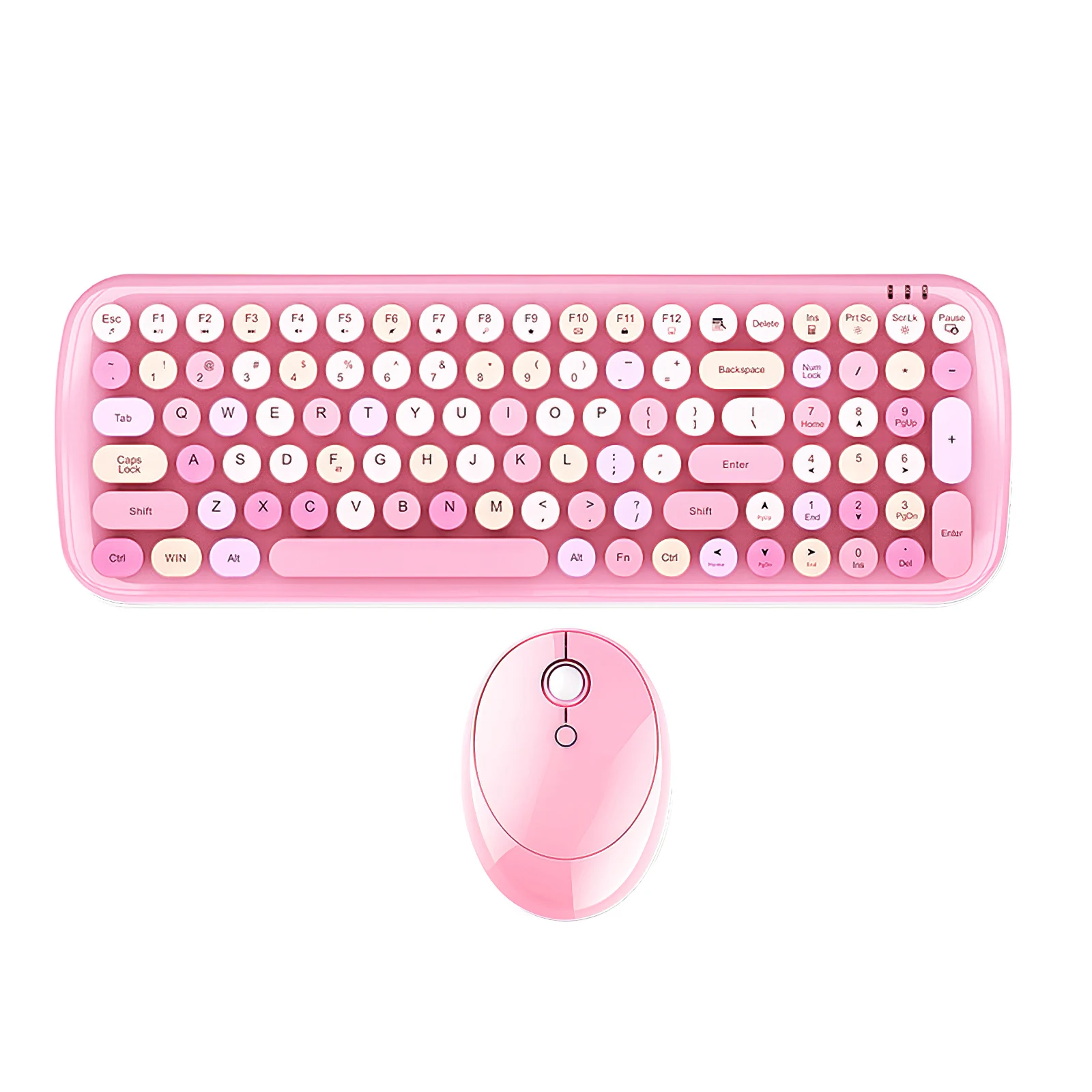 

Wireless Bluetooth Keyboard Mouse Kit 2.4G Wireless Mouse Position Retro Colorful 84 Round Keys Keyboard