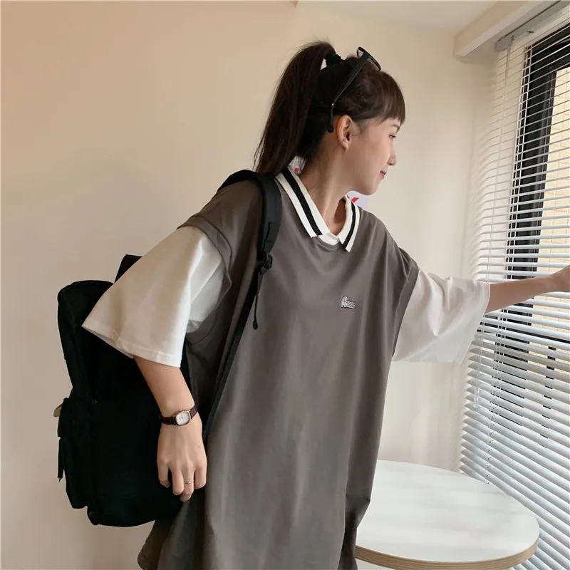 Maxxo Корейская Студенческая одежда для колледжа футболка-поло топы женская с