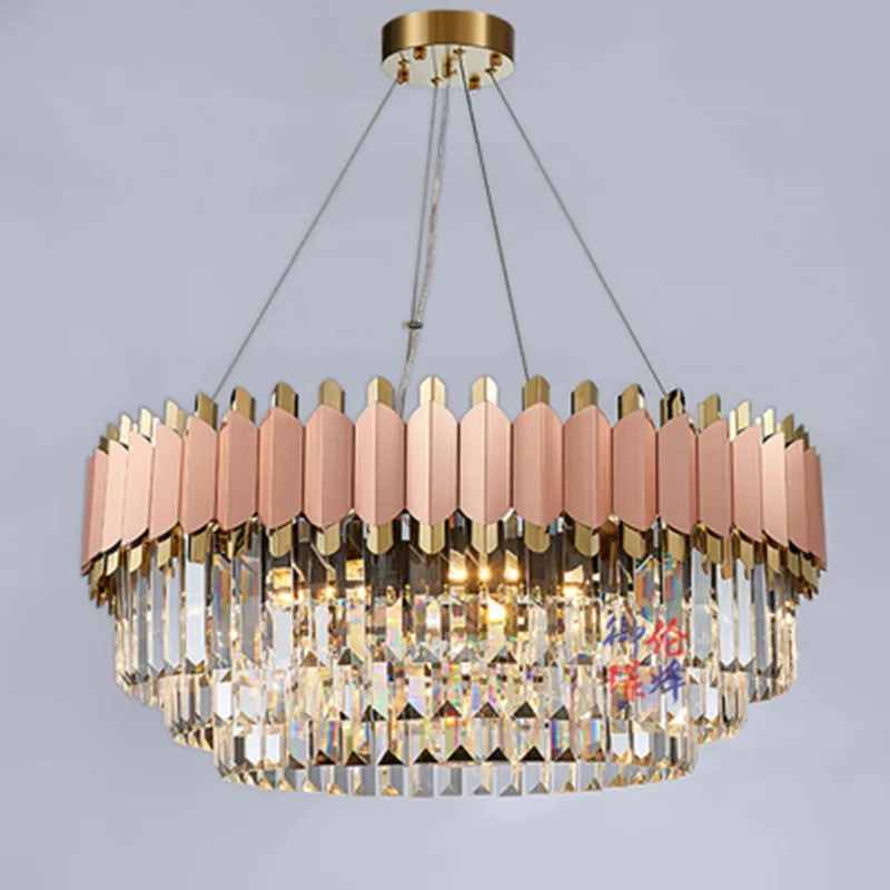 Современная роскошная люстра из розового золота Клубная дуплексная вилла
