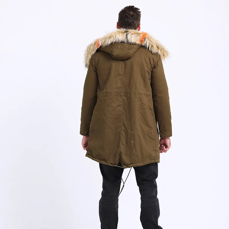 Парка на молнии с отворотами и несколькими карманами мужское зимнее пальто