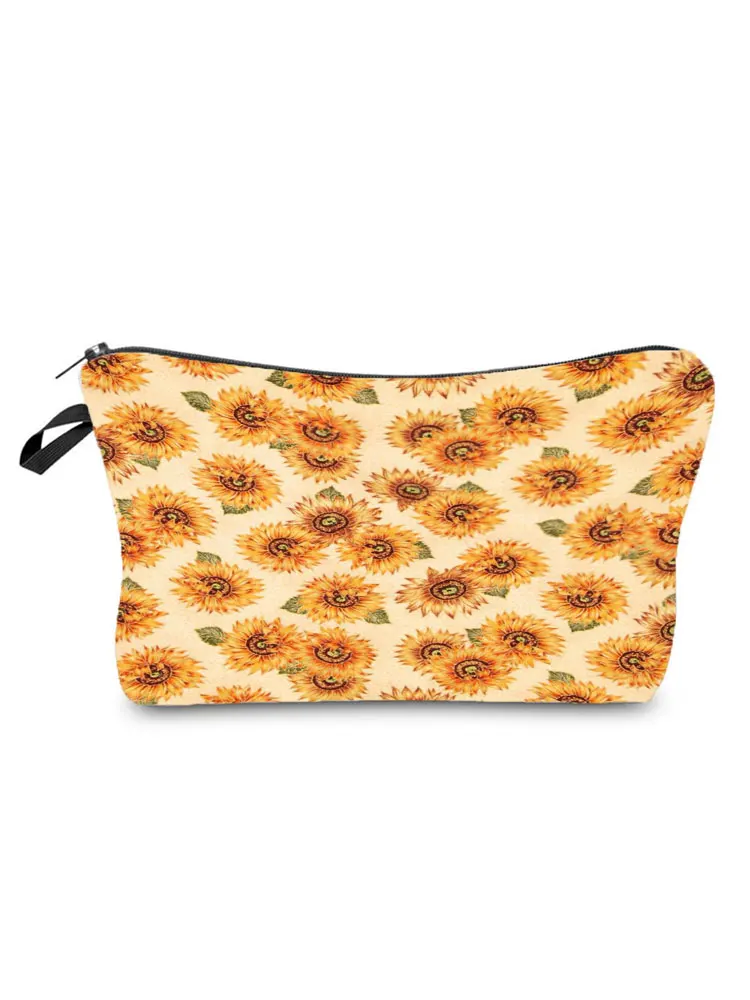 

Custom Made Women's Makeup Bag Pretty Printed Sunflower Cosmetics Organizer Bag Storage Bags for Women Gift Small Toiletry Bag