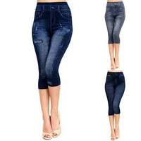 34 yoga pant women high waist elastic slim jeans leggings capri pants jeggings female short leggings 2021