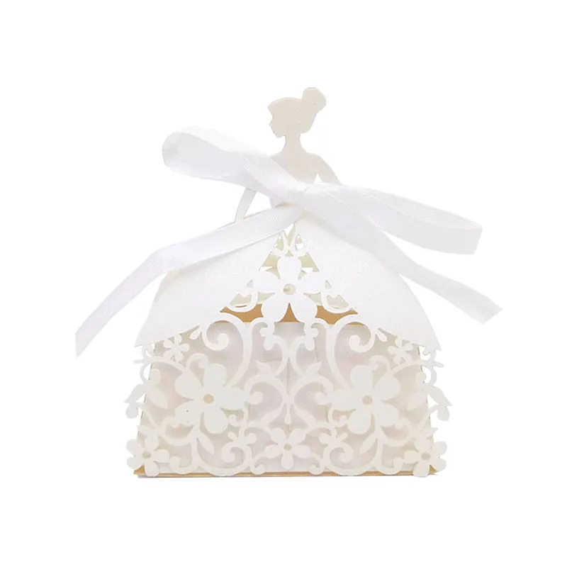 White 25 шт. лазерная резка жениха коробка конфет кружево мыло в подарочной коробке свадьба Вечеринка шоколадная коробка вечерние украшения и поставки свадьба - Цвет: White