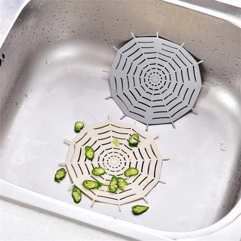 

HOMETREE 2Pcs Spider Web Sink Filter Silicone Sucker Colanders Strainer New Kitchen Bathroom Drains Shower Hair Sewer Filter H21