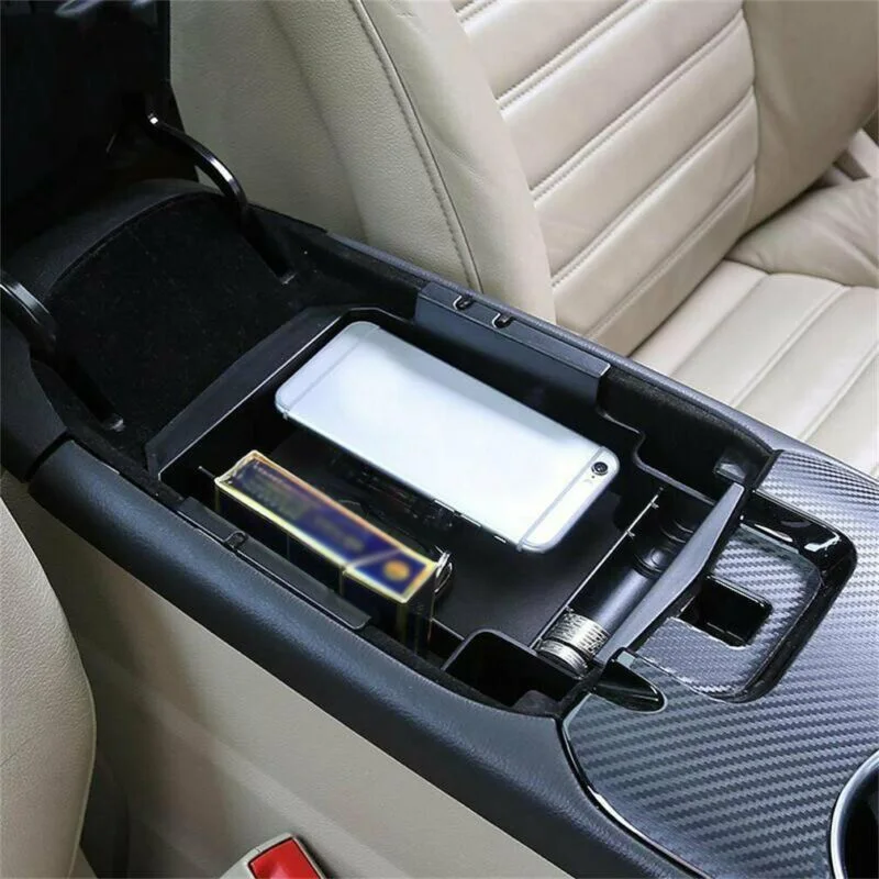 Автомобильный ящик для хранения для Ford Fusion 2013, черный АБС-пластик, аксессуары для украшения автомобиля, автомобильный подлокотник, ящики для хранения