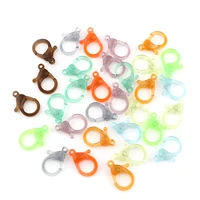 30 pcs transparent plastic lobster clasps key chain key ring lamp shape buckle snap hook for diy jewelry making findings 25x17mm