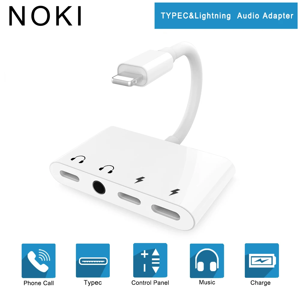 4 в 1 для Lightning до 3 5 мм Aux аудио адаптер сплиттер с type C порт зарядки iPhone X/XS/8/iPad lightning