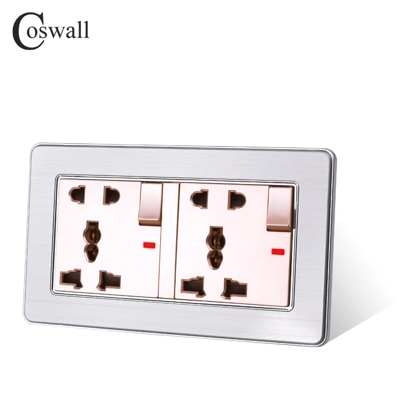 Панель из нержавеющей стали COSWALL 2 комплекта 13 А универсальная розетка с 5