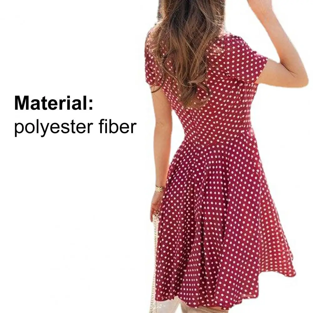 

Women Dress V Neck Large Hem Polka Dot Print Short Sleeve Waist Tight Fashion Summer Dresses Sexy Party Mini Dress 2021