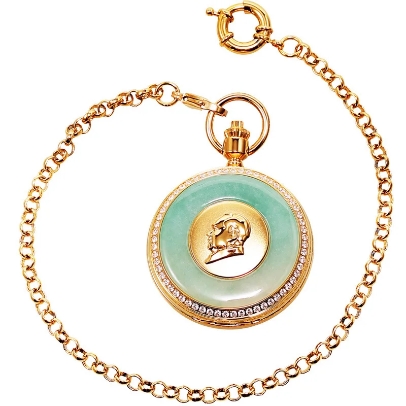 NEW Brand classic Women pocket Watch natural Jade mechanical Men Clock Fashion popular high quality Top Female | Наручные часы