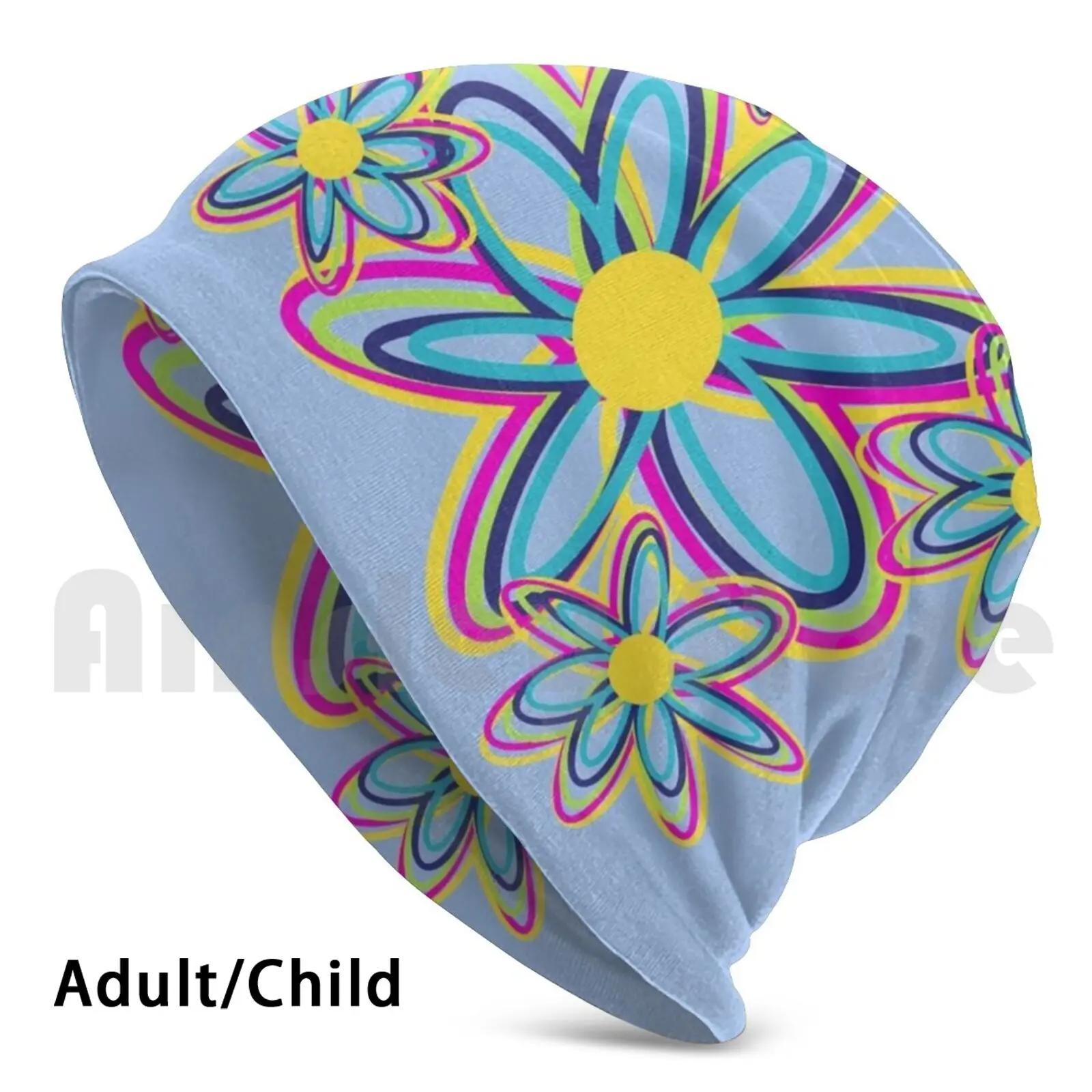

Groovy Flowers Beanies Knit Hat Hip Hop Flowers Colors Groovy Trueartbybrenda