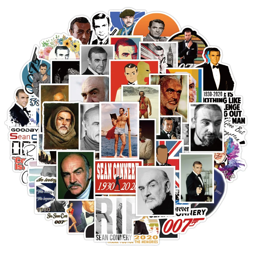 

10/50PCS Sean Connery Stickers Laptop Guitar Luggage Skateboard Waterproof Phone Bike Graffiti Sticker Decal Kid Classic Toys