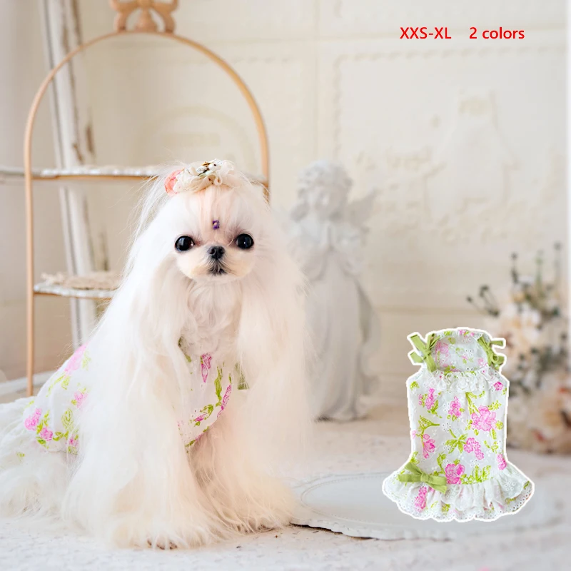 

Small Dog Dress XXS XS Cute Flowers Puppy Doggie Chihuahua Yorkshire Pomeranian Dog Clothes Summer Cat Pet Skirt Dresses Outfit