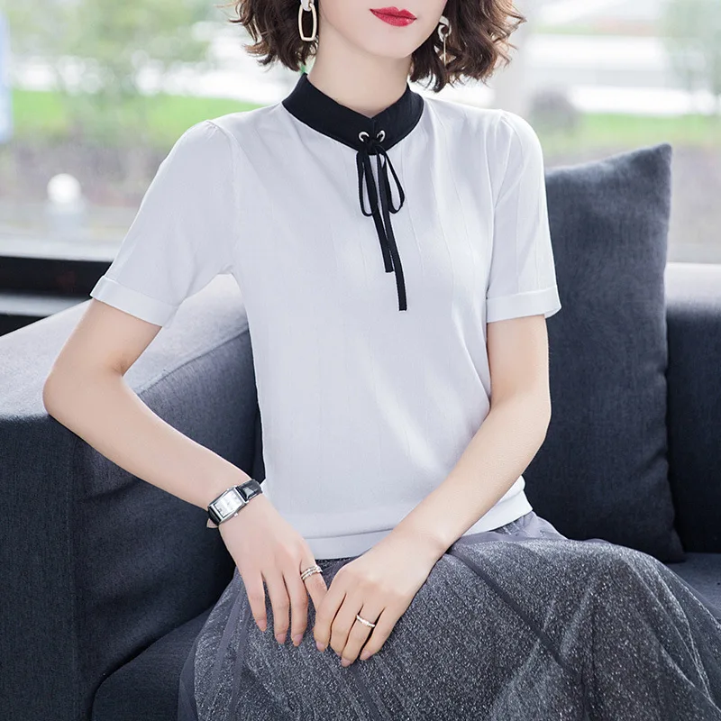 

2020 Women Short Sleeve Brown Shirt Top Garment