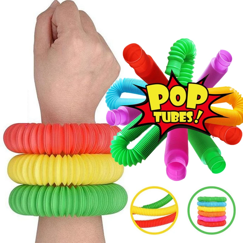 Construcci&oacute;n colorida de alta resistencia para ni&ntilde;os, juguetes educativos para el estr&eacute;s, juguetes para autismo, Mini tubo Pop, juguete sensorial, 2021-0
