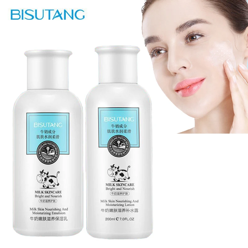 

Milk Skincare Sets Nourishing Hydrating Lotion Toner Moisturizing Whitening Face Care Cream Hyaluronic Acid Skin Care Set 2PCS M