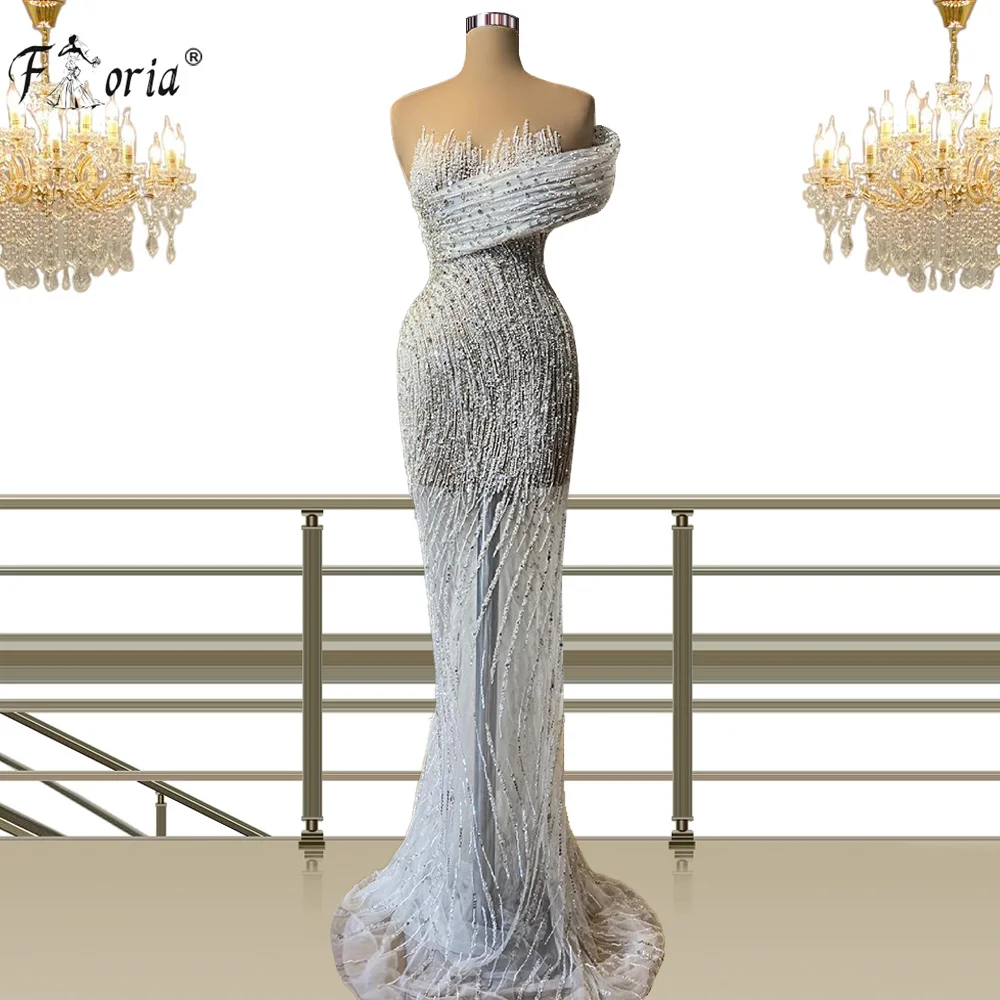 

Sexy Full Beading Evening Dress Elegant Dubai Arabic Mermaid Prom Dress Robe De Soiree Middle East Party Gowns Celebrity