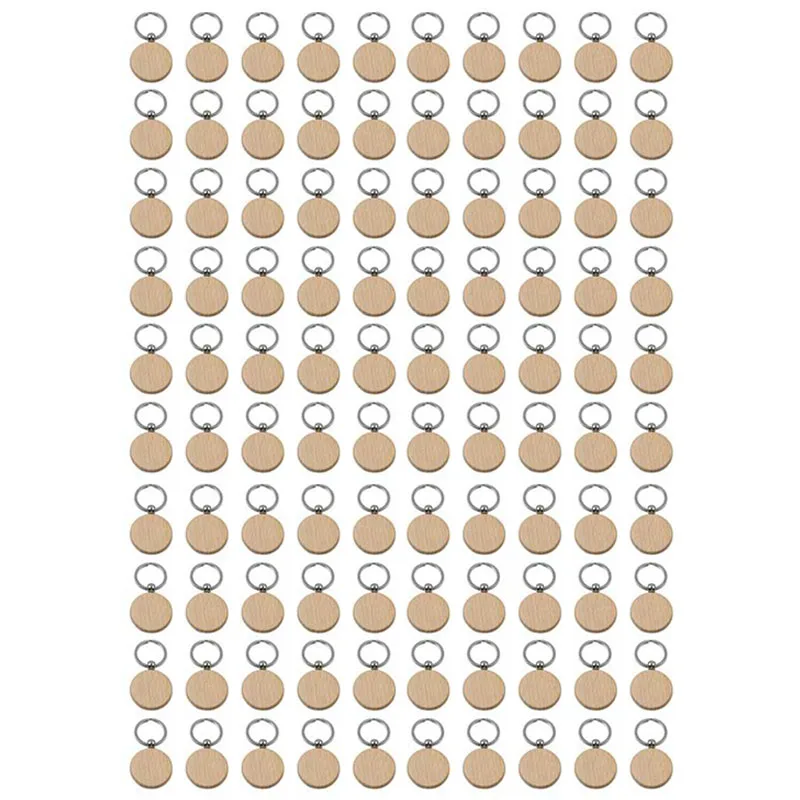 

100 шт. пустой круглый деревянный брелок поделки из дерева, брелки для ключей брелки может выгравировать подарки «сделай сам»