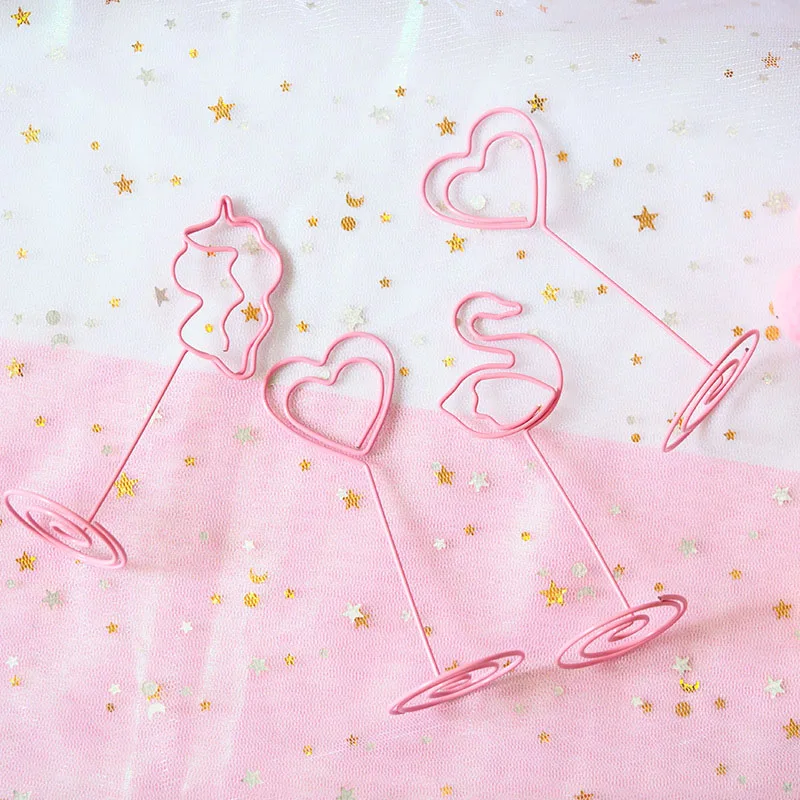 Милый розовый металлический зажим для фотографий офиса рабочего стола единорог