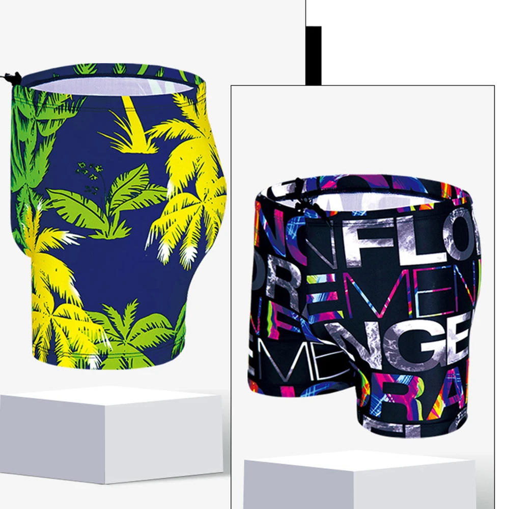 

New 2020 Men Male Swimsuit Swimwear Swimming Bathing Suit Swim Briefs Quick-drying Boxer Shorts Trunks Coconuts Tree Multi Print
