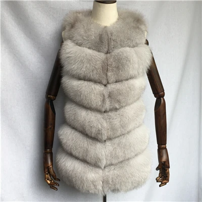 Light grey MAOMAOFUR жилет из натурального меха женский жилет из натурального Лисьего меха без рукавов Женская куртка Верхняя одежда весенний жилет из натурального Лисьего меха для девочек - Цвет: Light grey