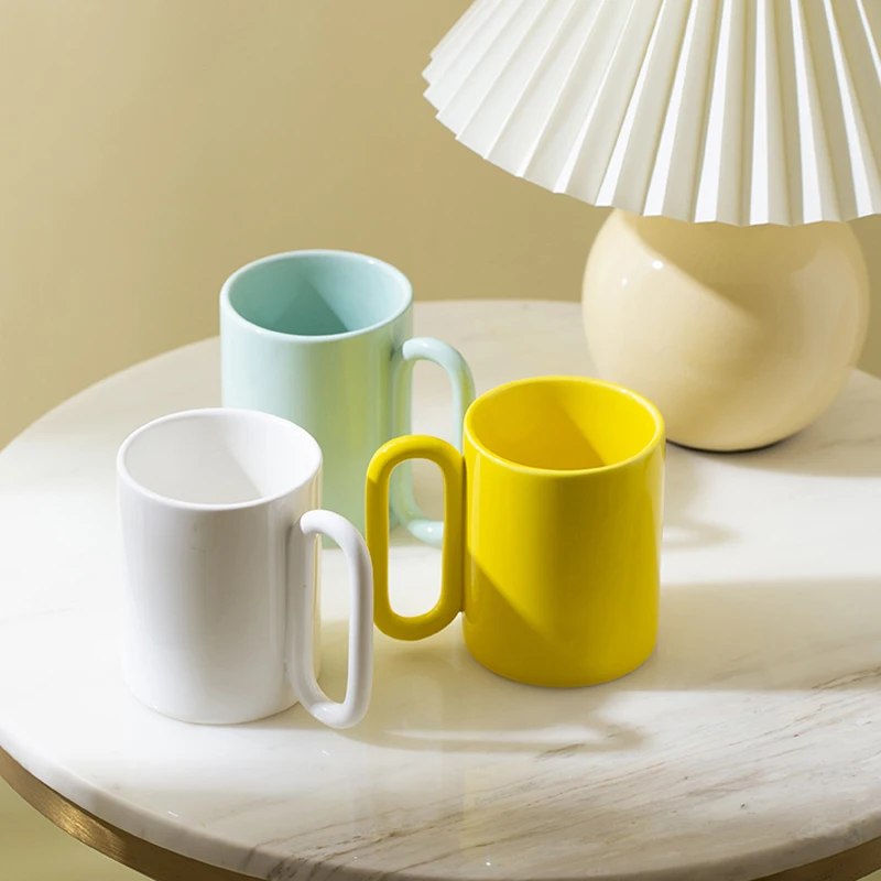 Креативная керамическая кружка в скандинавском стиле с овальной ручкой