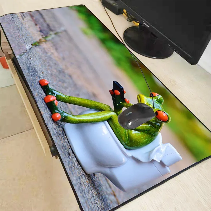 

Mairuige Print Cute Green Frog Animal Anime Large Gaming Mouse Pad Desk Pad Rubber Anti-slip Keyboard Pad Table Place Mat