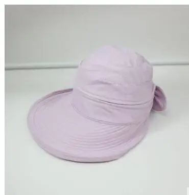 30pcs/lot fedex fast korean style woman solid sun cap female bowknot large brim bucket summer beach cap 