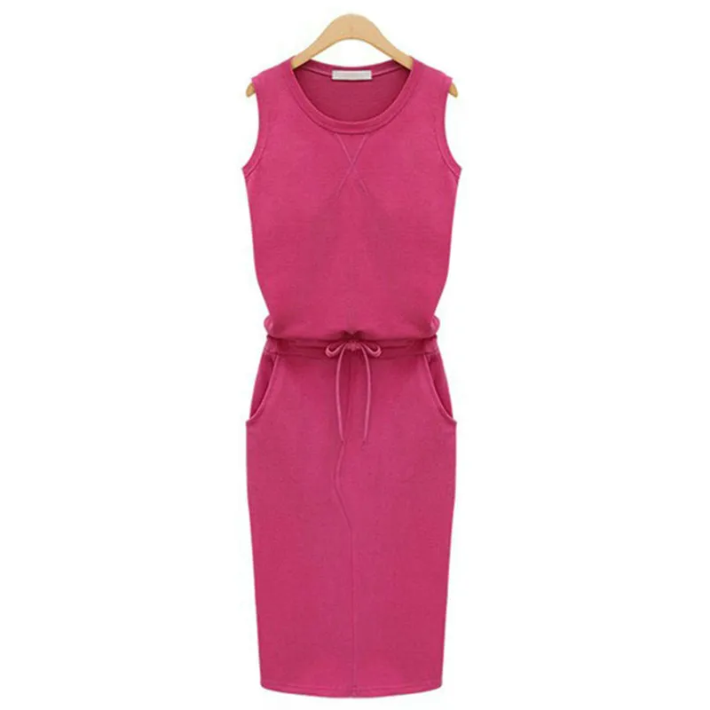 Женское Хлопковое платье карандаш без рукавов с карманами|summer casual dress|pencil dresscasual