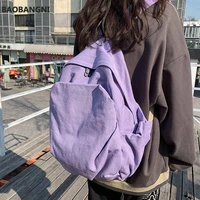 harajuku solid color canvas school backpack for girls teenages laptop high capacity travel backpacks for women bags