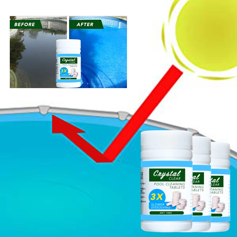 1 Bottle 100g Swimming Pool Cleaning Tablet Effervescent Disinfectant Chlorine Tablets Cleaner Tub Purifier Against Bacteria | Мать и