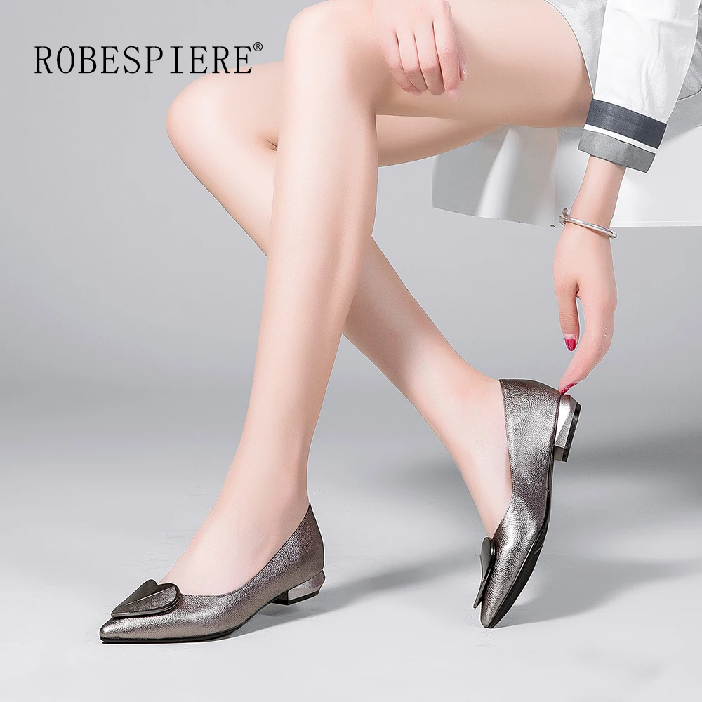 Женские туфли на низком каблуке ROBESPIERE свадебные из натуральной кожи без застежек