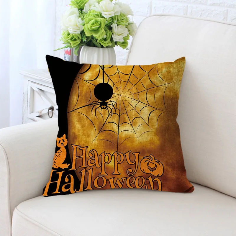 Halloween Pumpkin Pillowcase Witch/Spider/Bat Cushion Cover Throw Pillow Case for Sofa Party Chair Decoration | Дом и сад