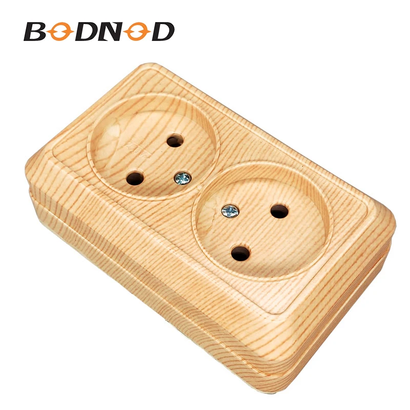 Двухкомпонентная розетка из древесины цветная Европейская настенная Schuko 250 в 16 А